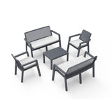 Prestij 2+2+1 Anthracite 6 Cover Garden Balcony Table Set