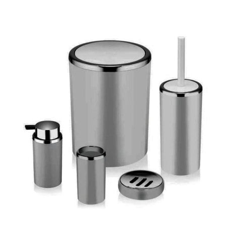 Round  Bathroom Set of 5 PCs Gray Light Wood