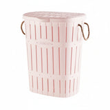 Bamboo Laundry Basket With Rope Pink Powder