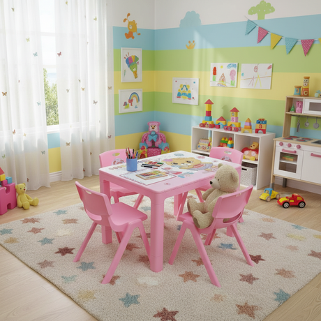 Kids Table & Chairs Set (4 Chairs & Table)