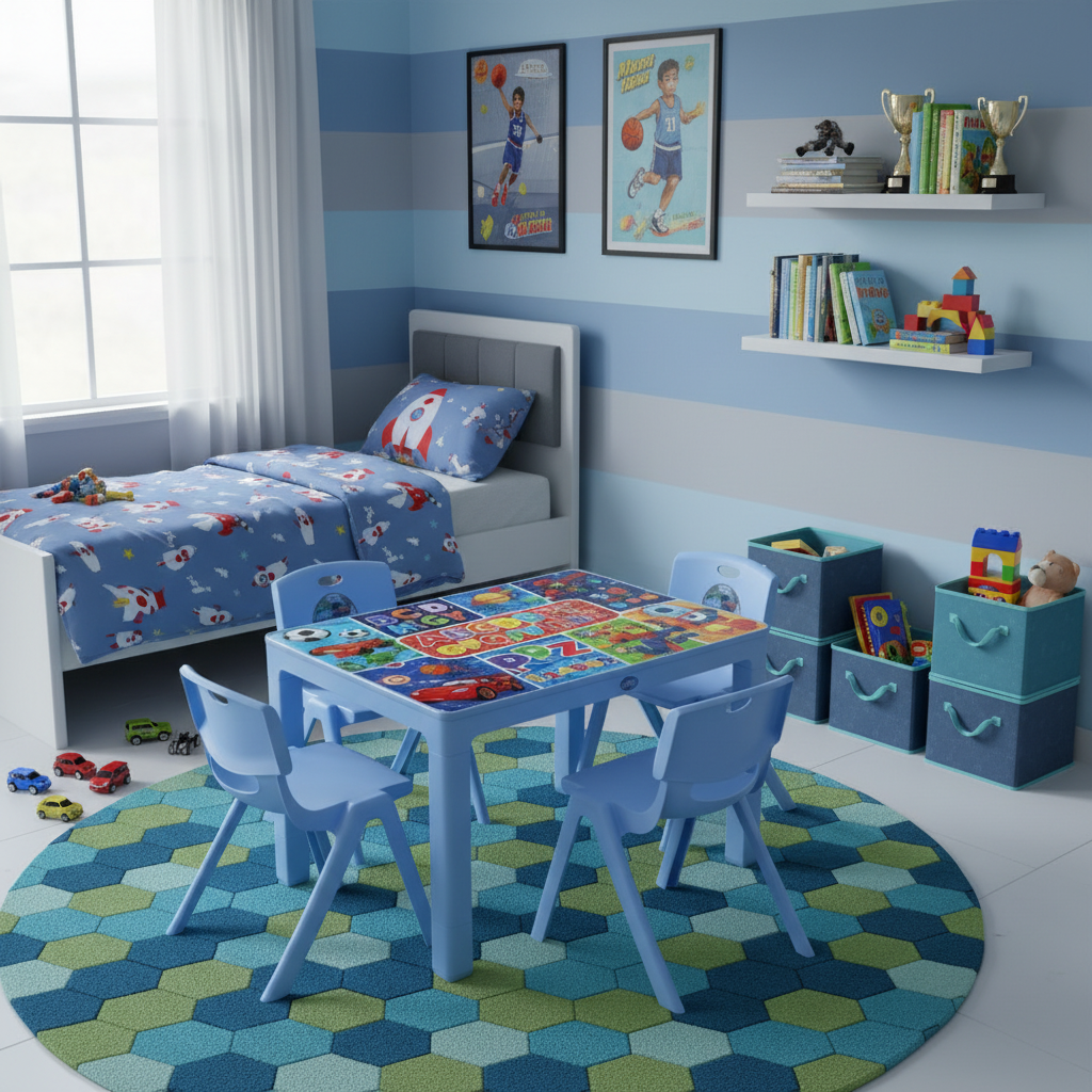 Kids Table & Chairs Set Blue