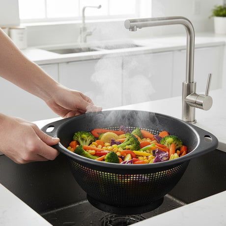 Vegetable Drainer Basket Plastic Black