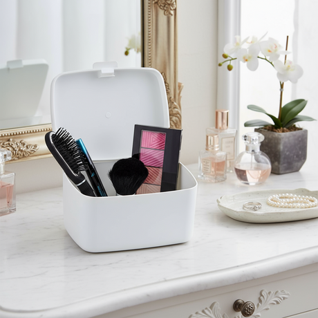 Barcelona White Small Bathroom Storage Box With Lid