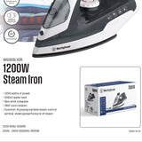 Westinghouse steam iron with dark gray soleplate and control buttons