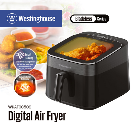 Westinghouse black digital air fryer with viewing window and smart cooking features