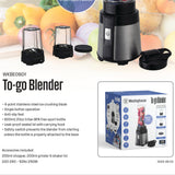 To-go blender base with two blending cups and shaker lid