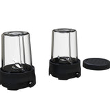 To-go smoothie blender cups with black base and lid