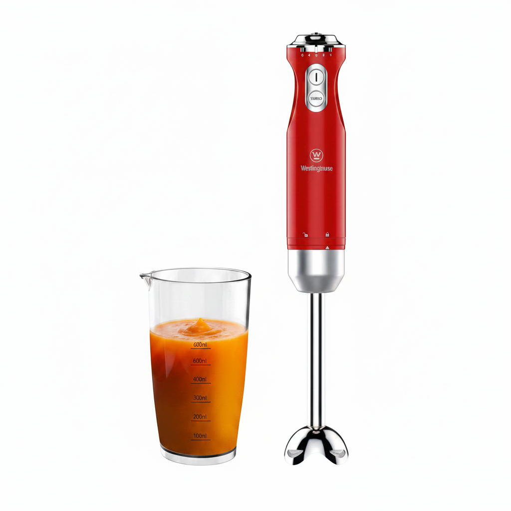 Westinghouse Retro Hand Blender Red With Beaker