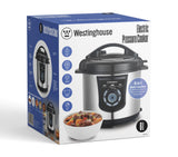 8-in-1 6L electric pressure cooker box with stainless steel pot and black lid