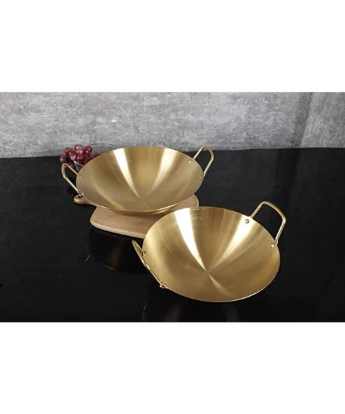 Stainless Steel Gold Plated Wok 22cm
