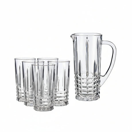Water Serving Jug 1L With Glass 250ml (Set of 6)
