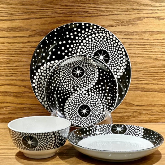 Porcelain Dinner Set Black Star (24 Piece Set)