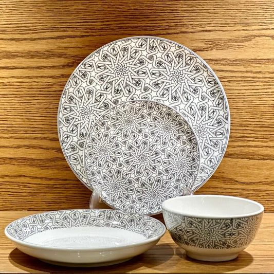 Porcelain Dinner Set Grey (24 Piece Set)