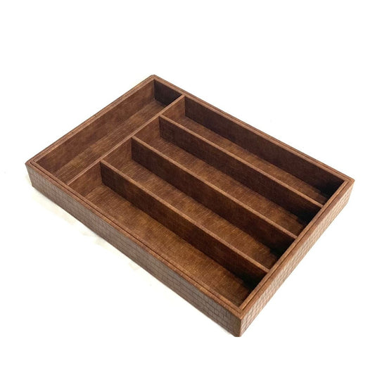 Leather Cutlery Tray Brown