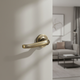 Handle on Curved Square Rose w/ Curved Square Key Escutcheons WAB