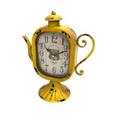 Vintage Table Clock Kettle Shape Yellow