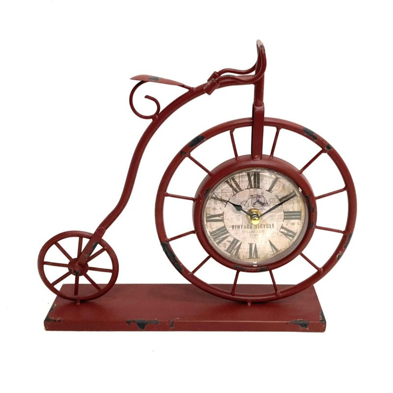 Vintage Table Clock Bicycle Red
