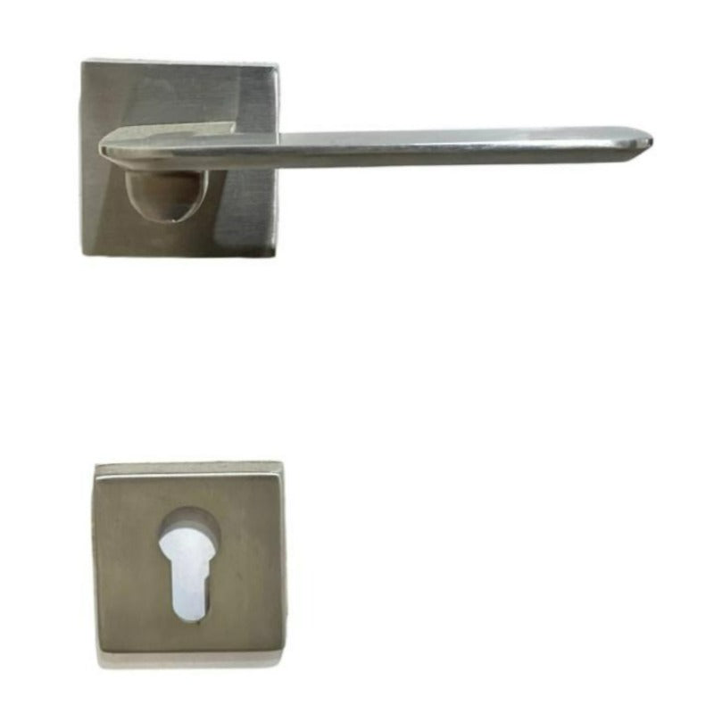 SS Lever On Square Rose With Square Key Hole SS