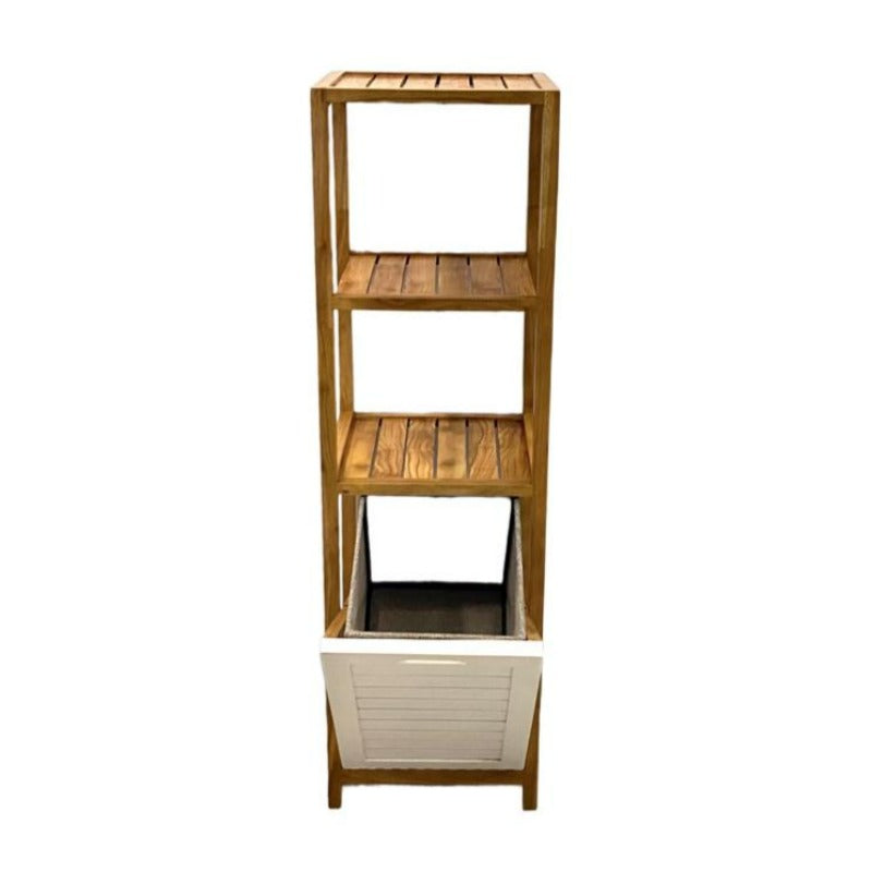 Wooden Laundry Basket With Shelves