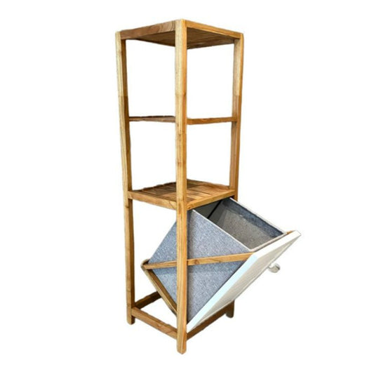 Wooden Laundry Basket With Shelves