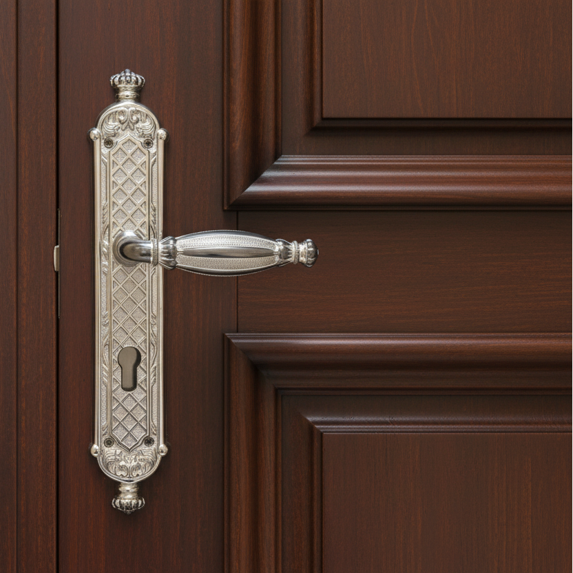 Brass Handle Queen On Plate Silver Plated (Made in Italy)