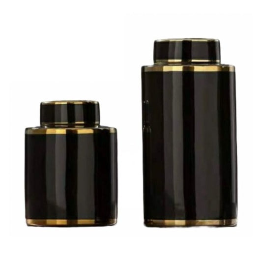 Black Elegance Ceramic Vase (Set of 2)