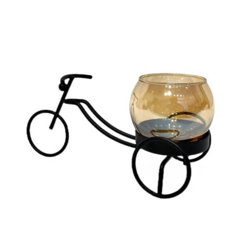 Metal Bicycle Candle Holder Black