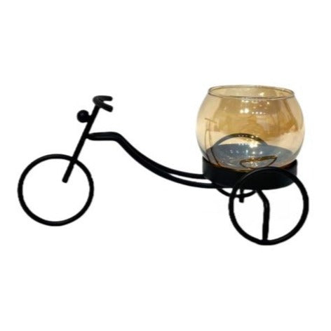 Metal Bicycle Candle Holder Black