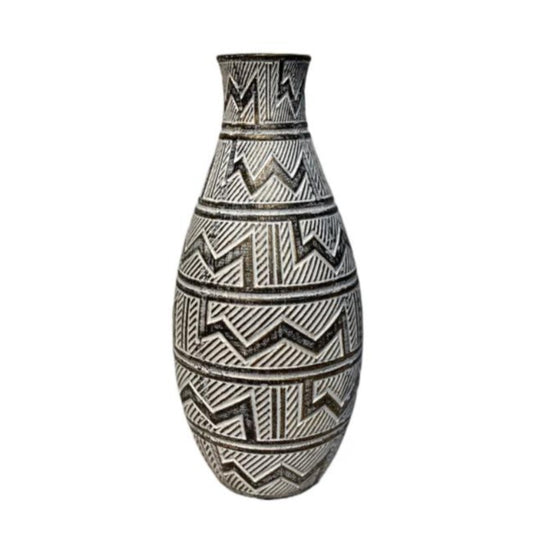 Ceramic Flower Vase Black & White Medium