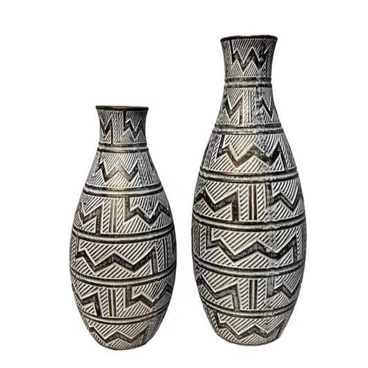 Ceramic Flower Vase Black & White (Set of 2)