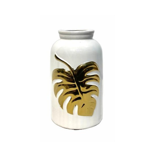 Ceramic Flower Vase Gold Leaf Small
