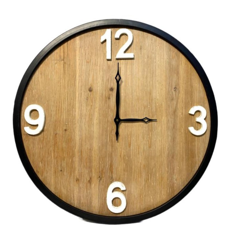 Metal & Wood Wall Clock 60cm Dia