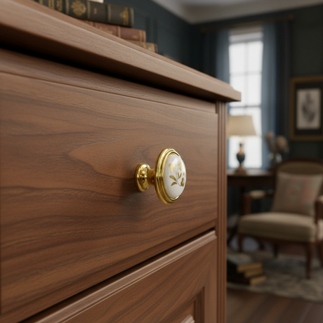 Drawer Porcelain Knob Golden