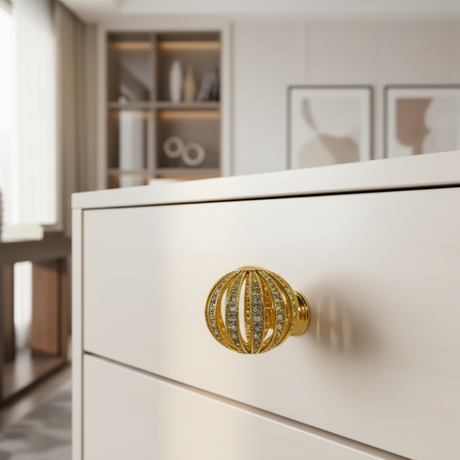 Drawer Knob Swarovski Crystal Gold