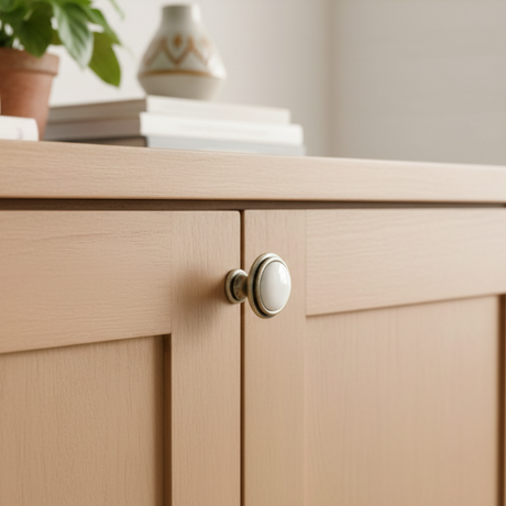 Drawer Porcelain Knob Antique Silver