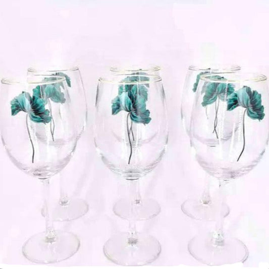Cyan Goblet Wine Glass Set (Pack of 6)