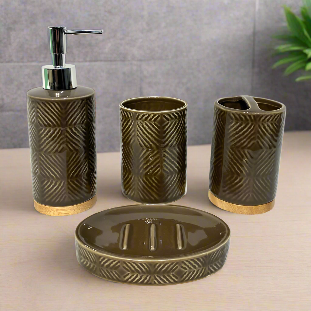 Bathroom Set Brown (Set of 4Pcs) by JB Saeed Studio | Buy Bathroom Sets ...