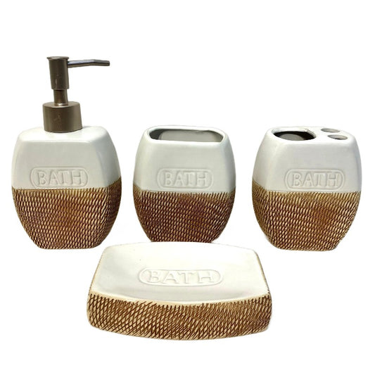 Bathroom Set Bamboo Square (Set of 4Pcs)