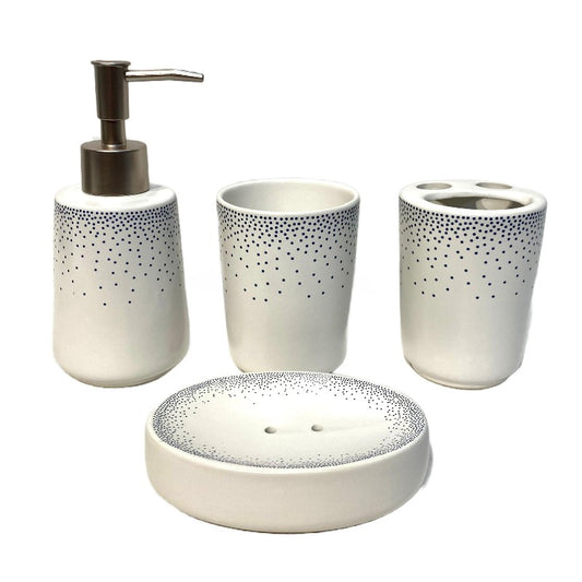 Bathroom Set Dotted White (Set of 4Pcs)