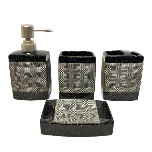 Bathroom Set Black Stone (Set of 4Pcs)