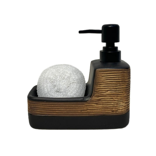 Soap Dispenser With Loofah Sponge Brown