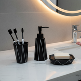 Bathroom Set Stripes White (Set of 4Pcs)