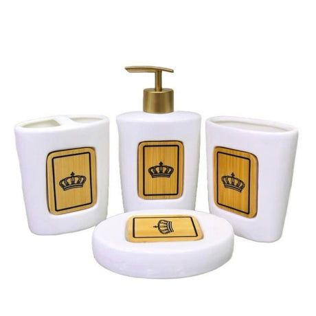 Bathroom Set Crown White (Set of 4Pcs)