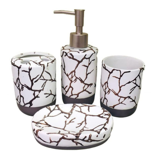 Bathroom Set Tree Root White (Set of 4Pcs)