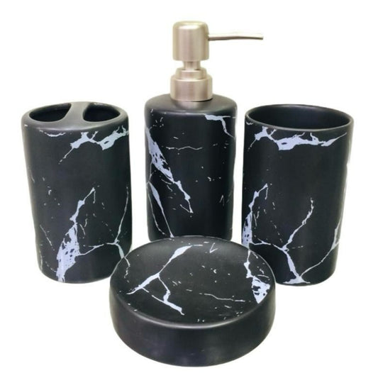 Bathroom Set Black Marble (Set of 4Pcs)