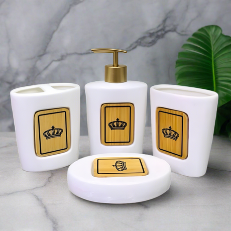 Bathroom Set Crown White (Set of 4Pcs)