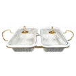 Twin Rectangular Burner Dish With Gold Stand