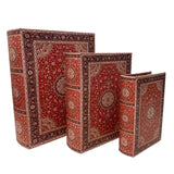 Decorative Book Storage Box Shiny Red (Set of 3)