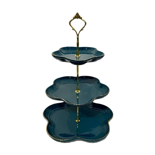3 Tier Cake Stand Green & Gold