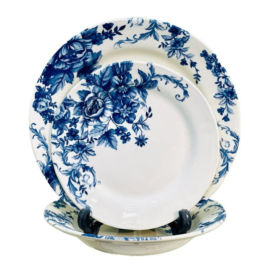 Claytan Porcelain Dinner Set White & Blue (18 Pcs Set)